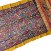 Lavender Tussar Silk Handloom Kalamkari Saree With Mustard Border