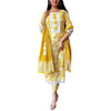 Yellow Mul Cotton Three-Piece Tassels Suit