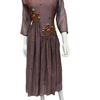 Coffee Brown Hi-Low Embroidered Mul Chanderi Frock