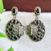 Multicolor Stone-Detail Oxidized Brass Dangler Earrings