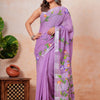 Pure Soft Linen Hand Block Printed Floral Saree